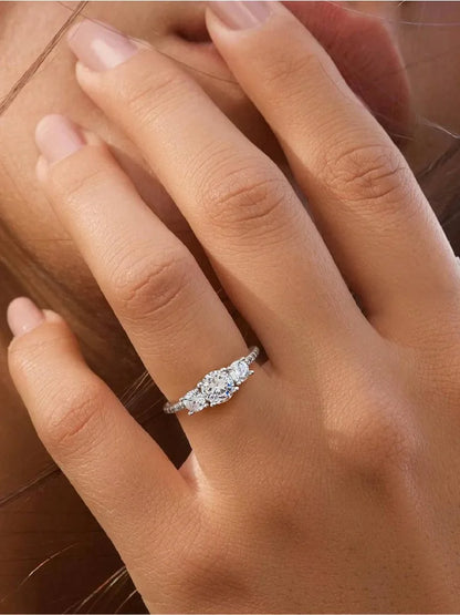 925 Sterling Silver Fashion Gorgeous Shiny Round Zircon Ring For Women Engagement Wedding Party Luxury High Quality Fine Jewelry