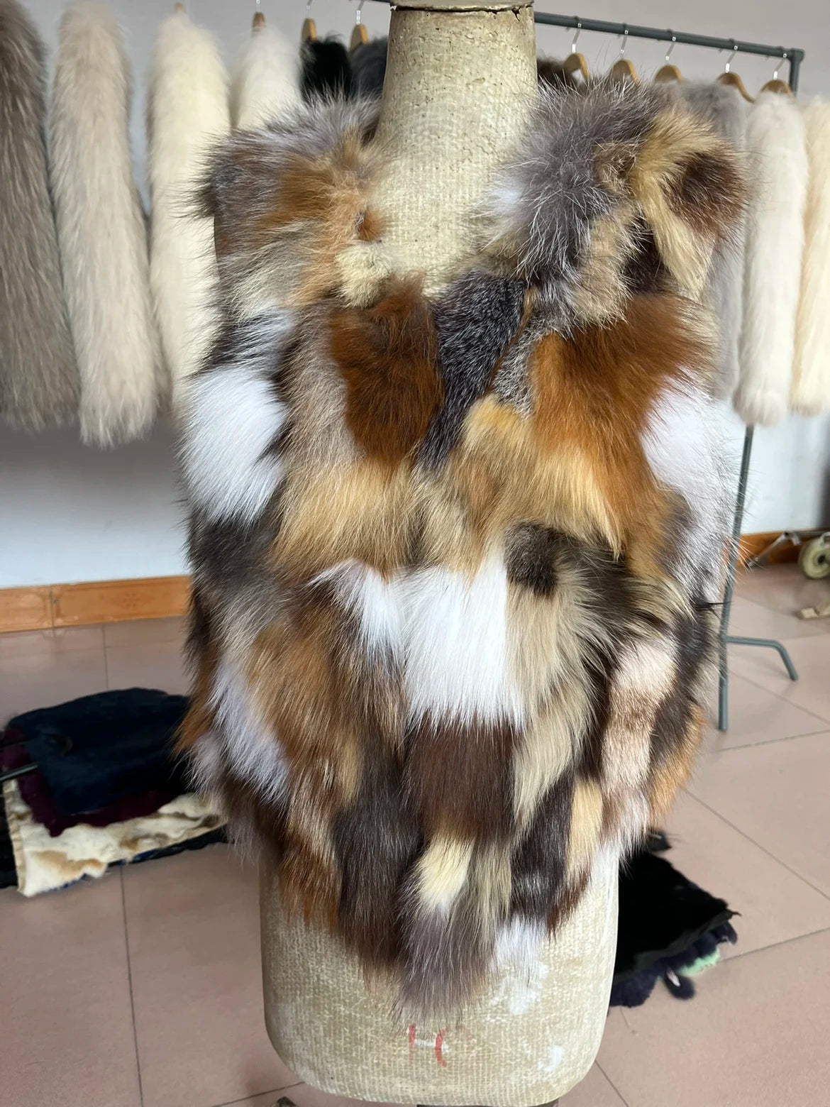 Natural fox fur plates real fur blanket parka lining DIY material