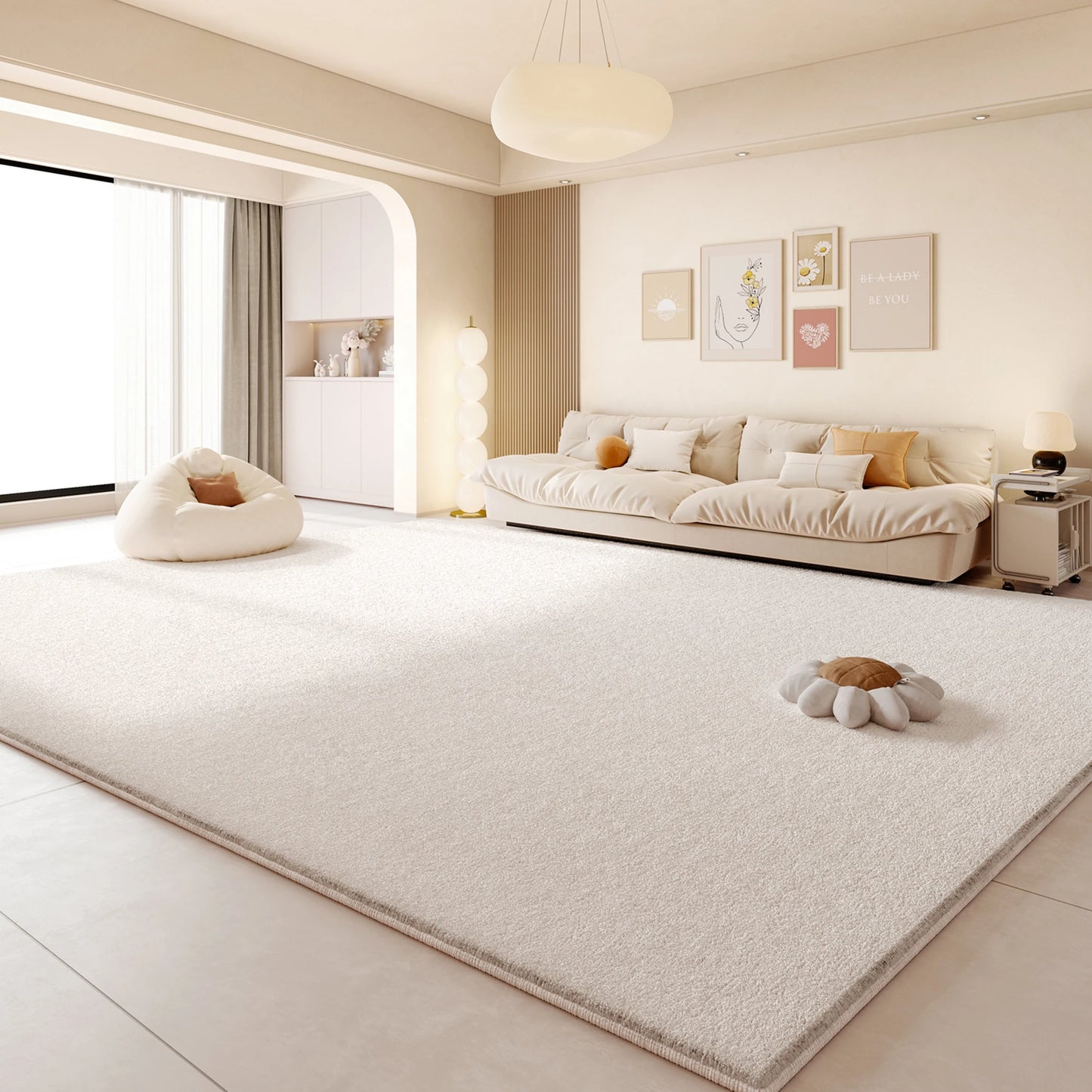 Cream Style Living Room Decoration Rug Light Luxury Rugs for Bedroom Fluffy Soft Cloakroom Carpet Household Washable Floor Mat