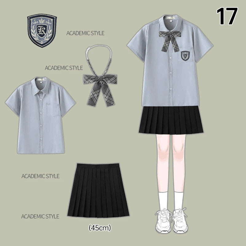 Men Women JK Uniform British Style School Uniforms Preppy Style Pleated Skirt With Bow Tie Tops Pants Chorus Poetry Cosplay