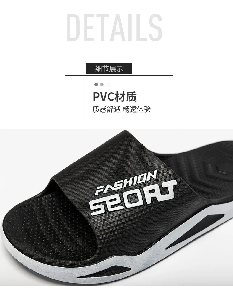 Men's Letter Print Slide Sandals Color Block Thick Sole Sport Slippers 2026