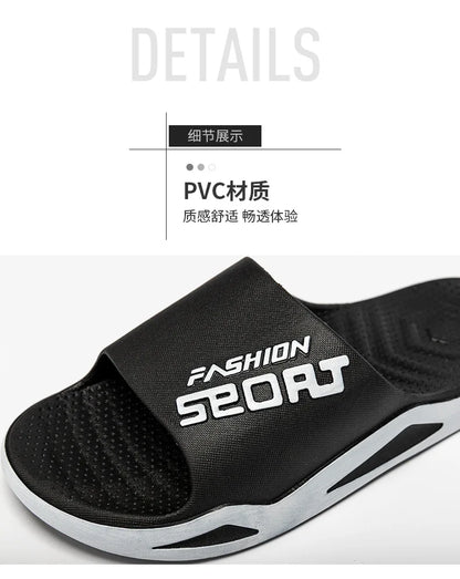 Men's Letter Print Slide Sandals Color Block Thick Sole Sport Slippers 2026