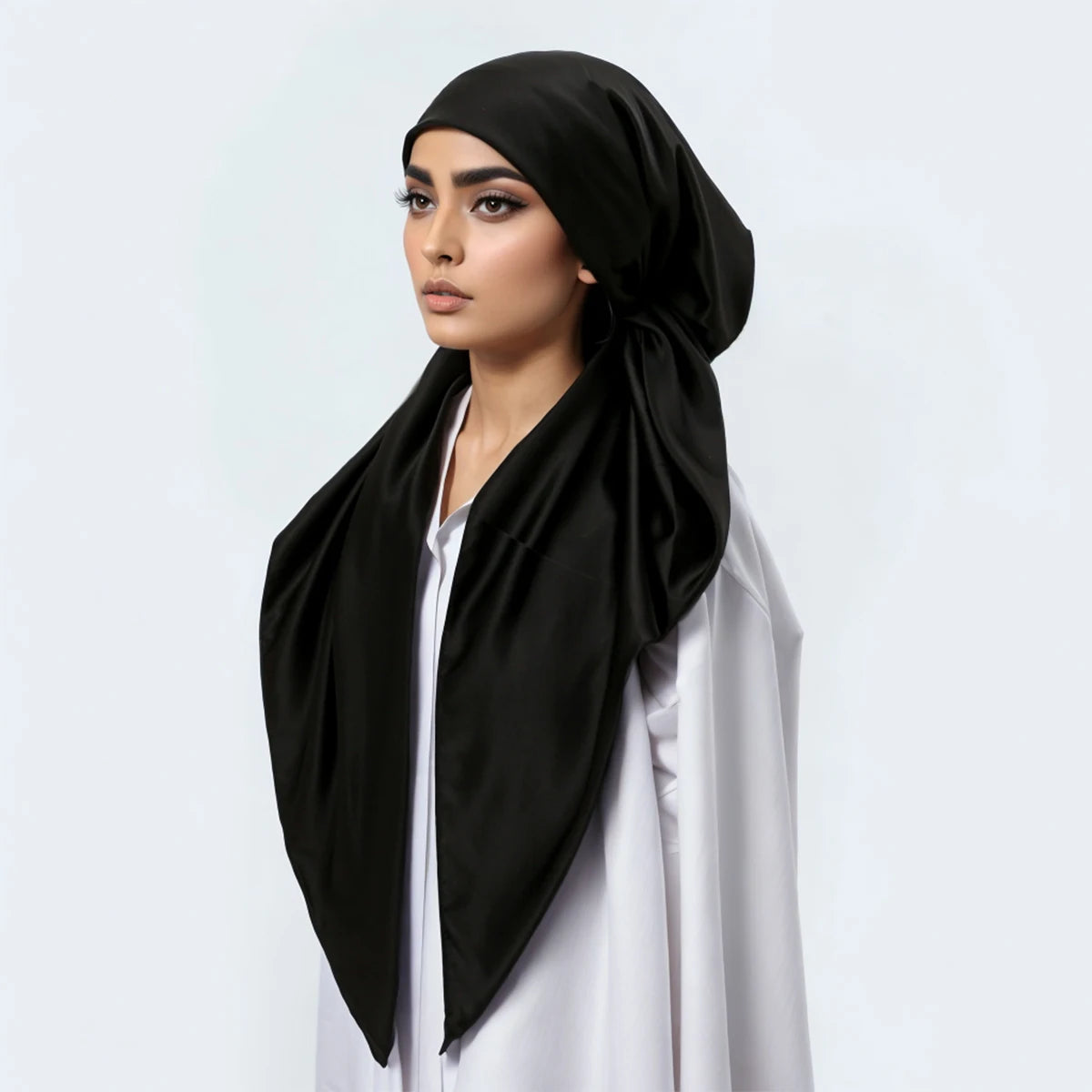New Muslim Satin Silk Instant Hijabs Scarf Printed Turban Thick Hijab Cap Night Cap Women Ramadan Elastic Satin Hair Bonnet Eid