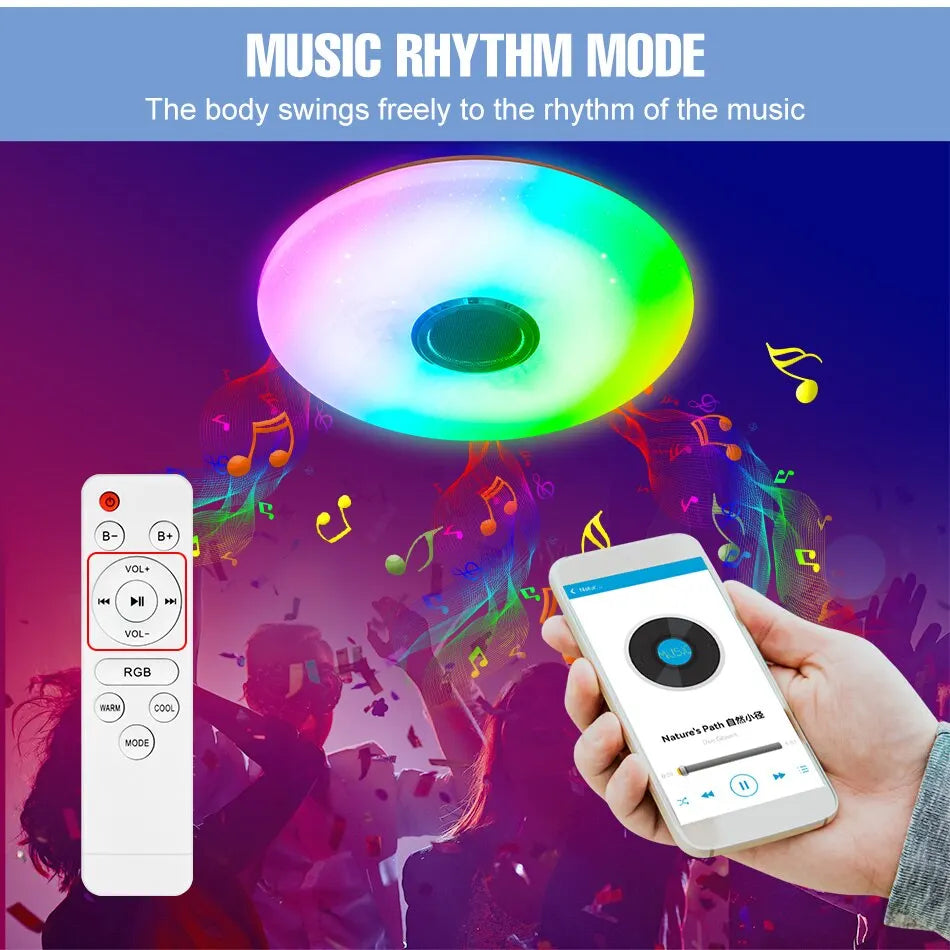 Modern Ceiling Lamps RGB Dimming Home Lighting APP Bluetooth Music Light 52W 36W Smart Ceiling Lights With Remote Control AC220V