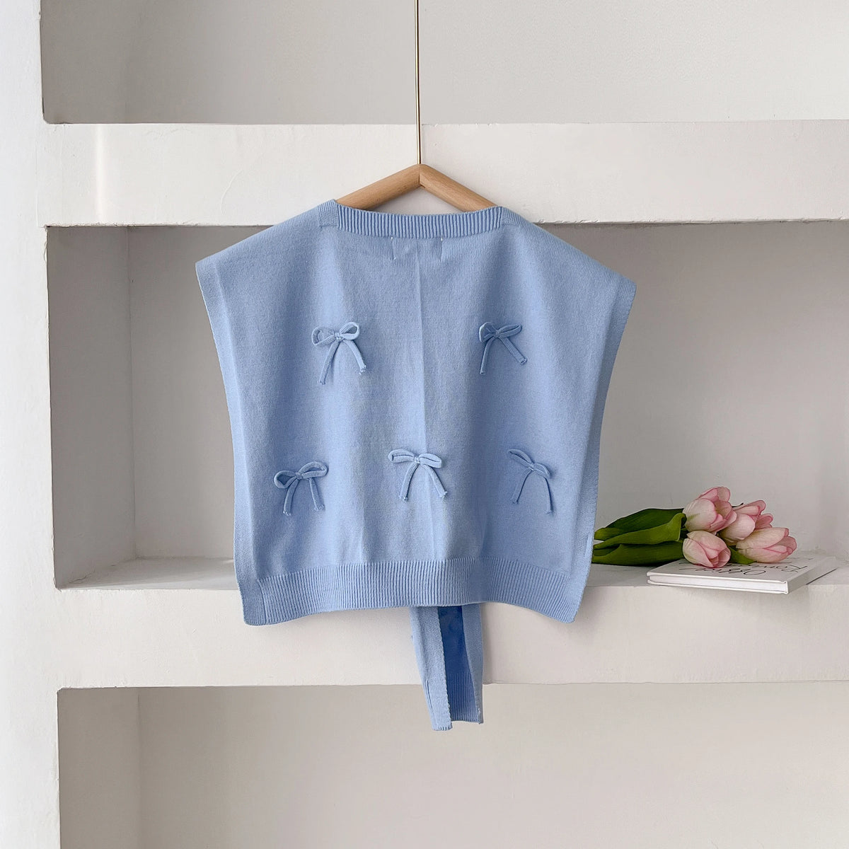 Korean Knitted Shawl Summer Air Conditioning Fake Collar Neck Guard Knit Thin Knotted Cape Shoulder Scarf For Women
