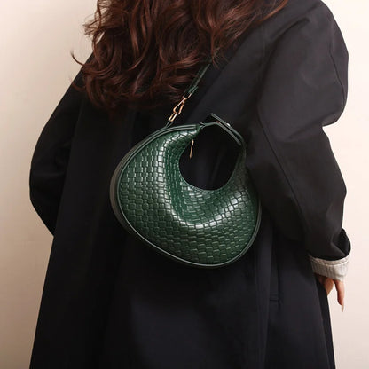 Fashion Black Half Moon Bag Luxury Pu Leather Ladies Purses and Handbags Crossbody Women Shoulder Bags