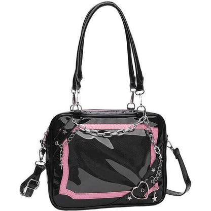 JIAERDI Sweet Cool Hot Girl Subculture Ita Bag Women Gothic Chain Crossbody Bag Ladies Large Capacity Black Shoulder Bags Y2K