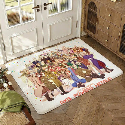Cartoon Hetalia Axis Floor Mat Soft Thickened Absorbent Non-Slip Bedroom Living Room Door Mat Home Decor Flannel Rugs