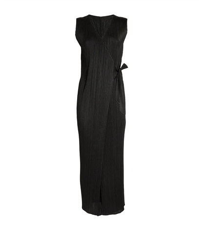 Miyake Pleated Women V-neck Sleeveless Jam Jumpsuits Designer Fashion Double Layered Waist Belt Elegant Clothes