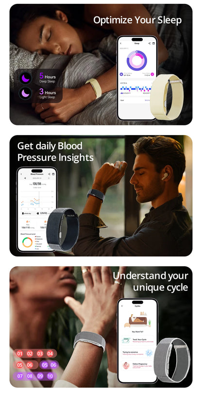 VALDUS VITRO ECG Smart Bracelet Heart Rate Blood Pressure Waterproof Long Battery Life Fitness SOS 2026 New NO Screen Smartwatch