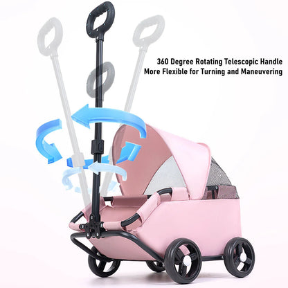 Multifunctional Pet Stroller with Canopy 4 Wheels Foldable Pet Strolling Cart for Small Dogs Cats Lightweight Easy Assembly