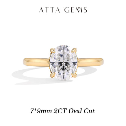 ATTAGEMS Oval Cut 1.0-4.5CT D VVS1 Moissanite Rings for Women 925 Sterling Silver Solitaire Engagement Ring Luxury Band Jewelry