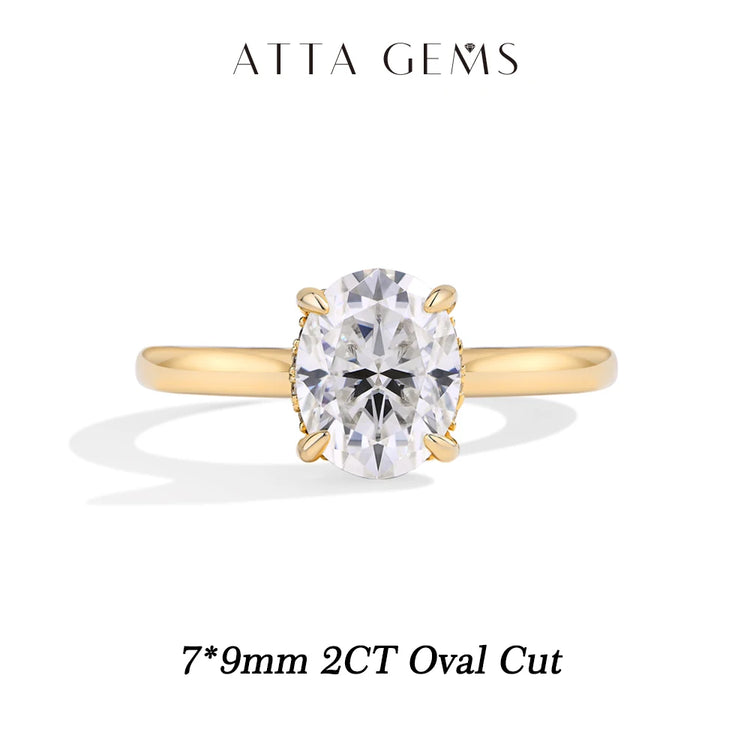 ATTAGEMS Oval Cut 1.0-4.5CT D VVS1 Moissanite Rings for Women 925 Sterling Silver Solitaire Engagement Ring Luxury Band Jewelry