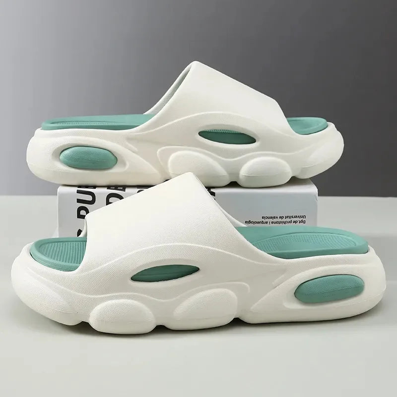 Comwarm New Men Summer Slippers Thick Sole House Non-slip Bathroom Shower Slides Outdoor Soft Cloud Fashion Beach Shoe Flip-flop