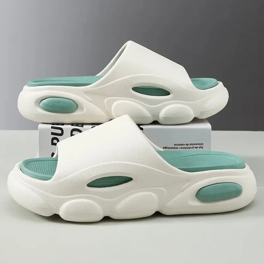 Comwarm New Men Summer Slippers Thick Sole House Non-slip Bathroom Shower Slides Outdoor Soft Cloud Fashion Beach Shoe Flip-flop