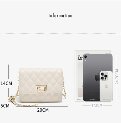 FOXER 2026 Women White Quilted Crossbody Bag Luxury Leather Chain Shoulder Bag Fashion Lady Flap Square Purse for Casual & Party