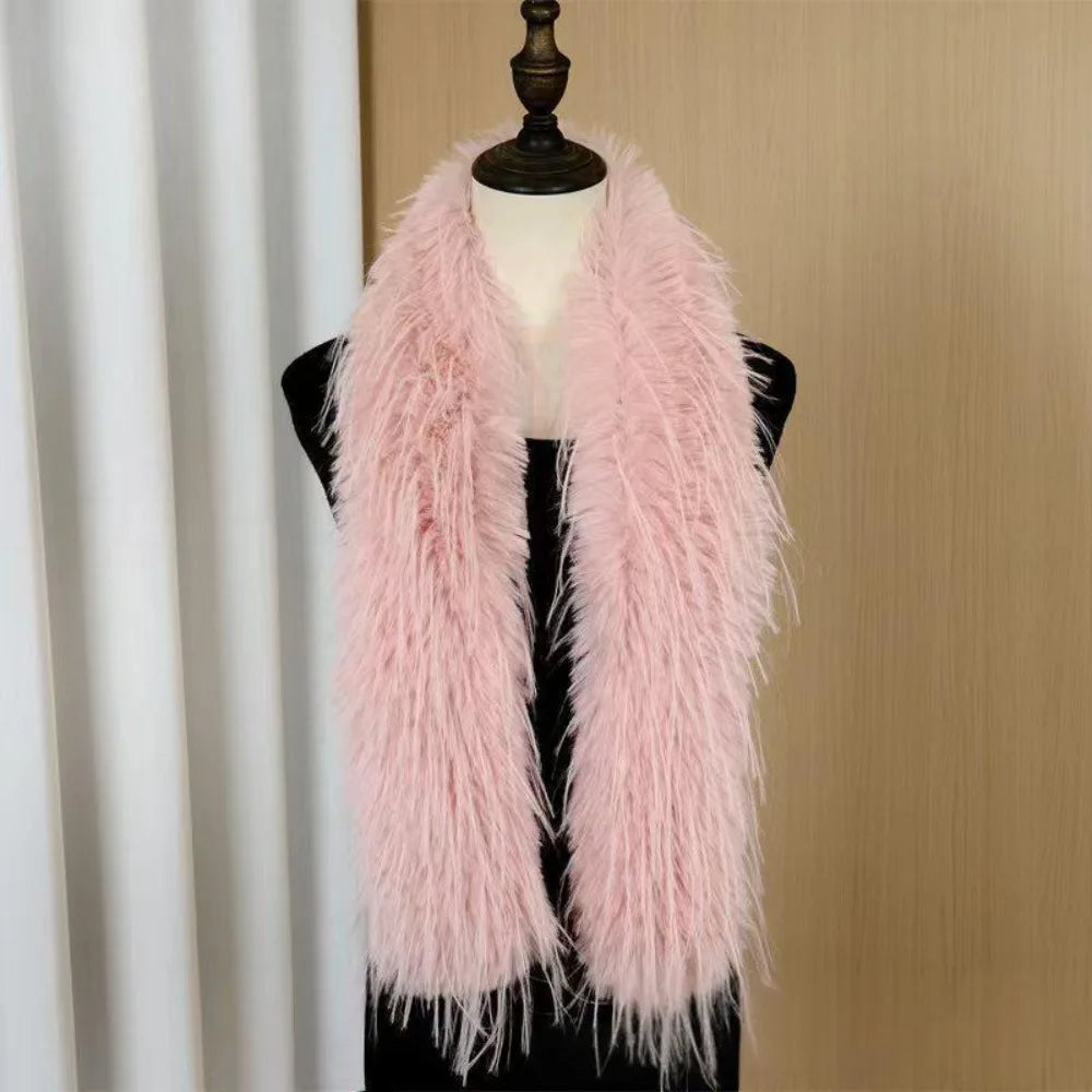 Fashion  Long Strip Scarf Thick Fluffy Imitation Mink Fur Y2K Girl Scarf Luxury Classic Soft Shawl Ladies Tassels Scarf