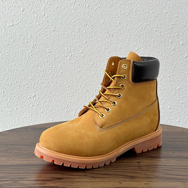 Handmade Retro Men Shoes Genuine Leather Lace-up Comfortable Work Boots Outdoor Hiking Ankle Desert Boots