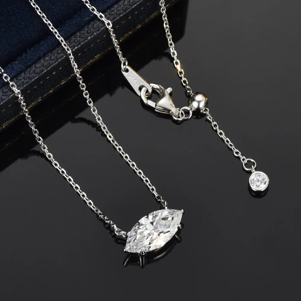 COSYA 2/6CT Marquise Cut Moissanite Necklace for Women S925 Silver Solitaire East West Lab Diamond Wedding Fine Jewelry Gift