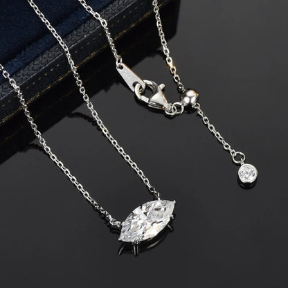 COSYA 2/6CT Marquise Cut Moissanite Necklace for Women S925 Silver Solitaire East West Lab Diamond Wedding Fine Jewelry Gift