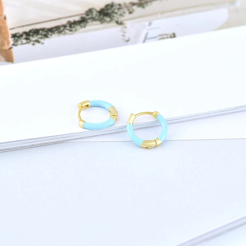 925 Sterling Silver Needle Light Blue Zircon Stud Earrings for Women Fashion Blue Enamel Pendant Earrings Luxury Jewelry Gifts