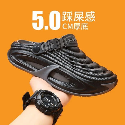Mens Summer Clogs  Thick Sole Outdoor Beach Slides Non-slip Closed Toe Slippers For Men Women Driving Shoes Breathable Outdoor