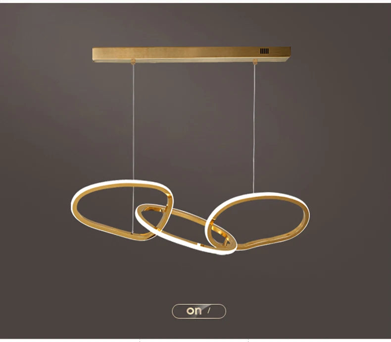 Modern Rose Gold LED Chandeliers Ligthing Nordic Lustre Home Decor Circle Rings Chandelier Hanging Pendant Lights Fixtures
