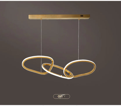 Modern Rose Gold LED Chandeliers Ligthing Nordic Lustre Home Decor Circle Rings Chandelier Hanging Pendant Lights Fixtures