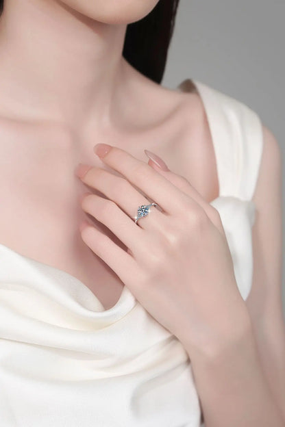 1Ct Moissanite Round Six-Prong Ring Women's PT950 Platinum - Gentle six-prong, understated luxury, thoughtful confession gift