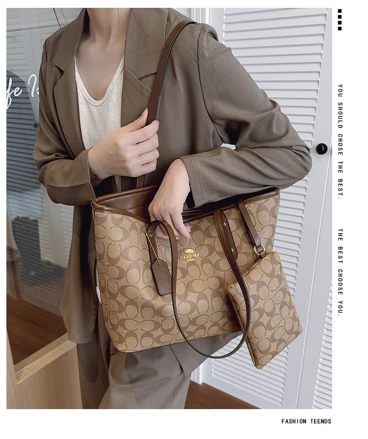 European and American Fashion Printed Large Capacity Women's Bag 2026 New Trendy Retro Luxury Single Shoulder Tote Bag