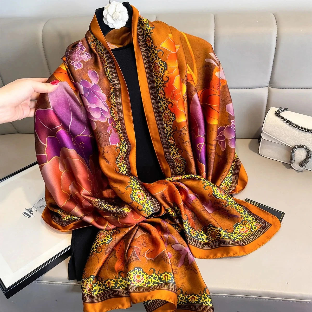 Luxury Brand Women Summer Scarves Shawls Wraps Soft Female Beach Yellow Stole Bandanna Foulard Muffler Scarf