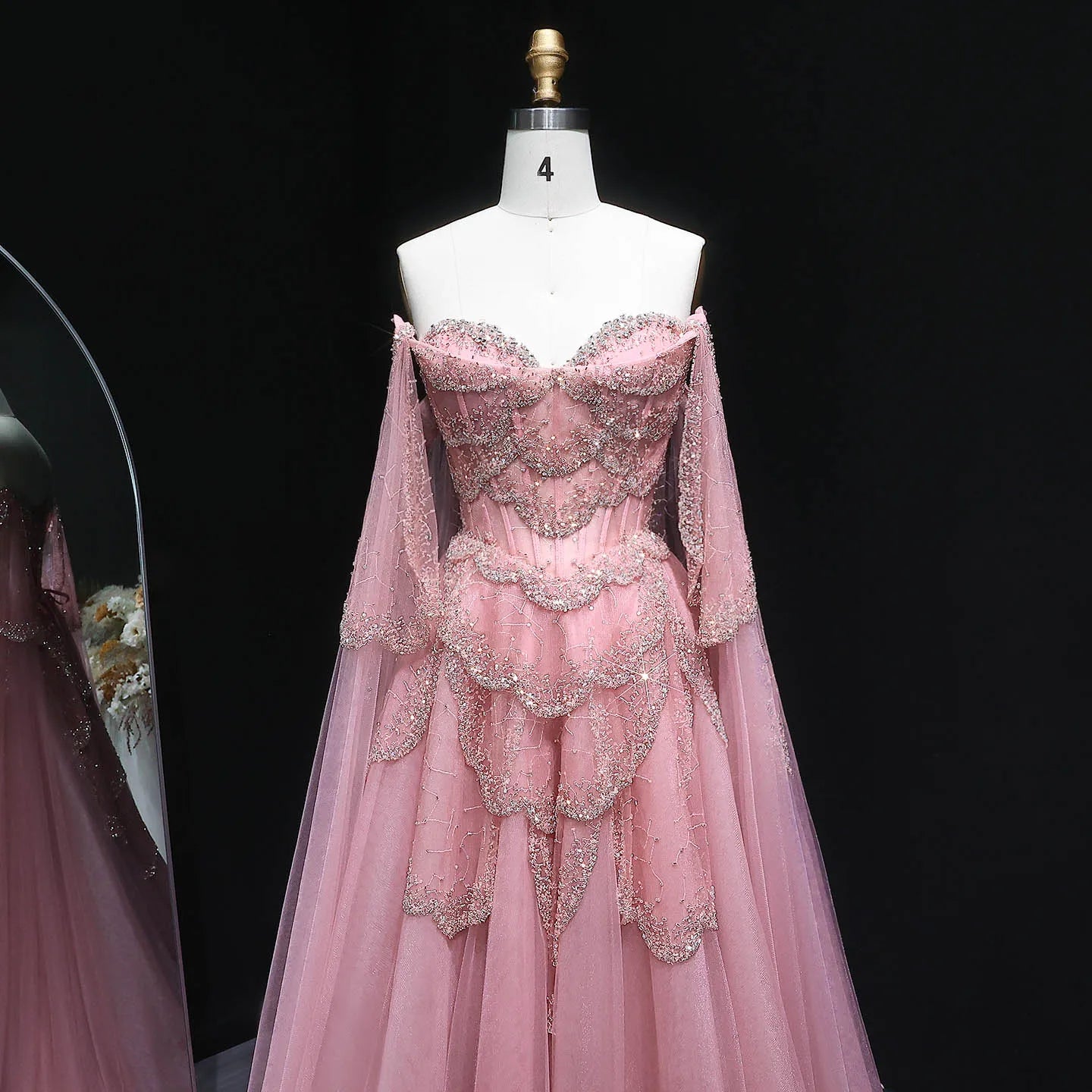 Sharon Said Elegant Off Shoulder Sage Green Evening Dress with Cape Sleeves Sweetheart Luxury for Weddig Party SS215 Customized