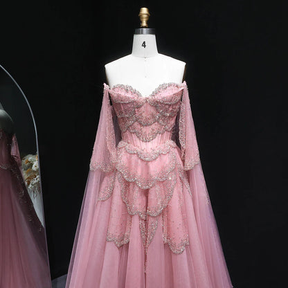 Sharon Said Elegant Off Shoulder Sage Green Evening Dress with Cape Sleeves Sweetheart Luxury for Weddig Party SS215 Customized