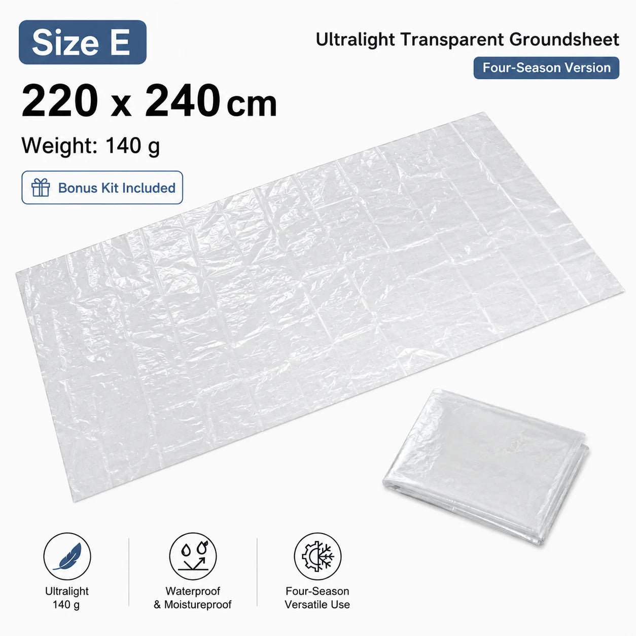 Four Season Ultralight Transparent Tent Groundsheet Waterproof Moisture Proof Camping Footprint Foldable Reusable Outdoor Tarp