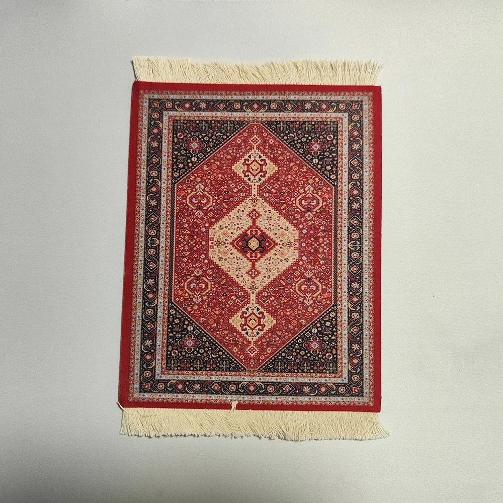 Woven flower Persian carpet small coaster wholesale merchants cheap mouse pad desk mat retro style rubber non-slip computer mats