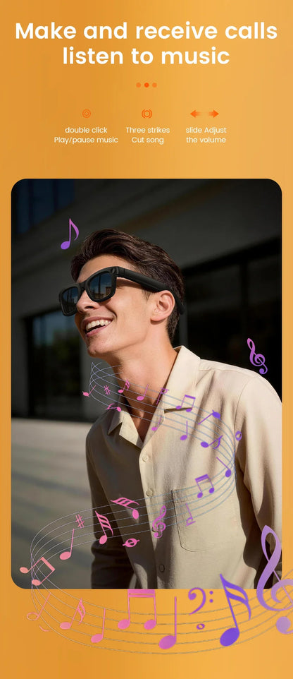 Smart Glasses with EIS Anti-shake 1080P Shooting Real-time Translation of Conversations Photos Long-lasting Music Smart Glasses