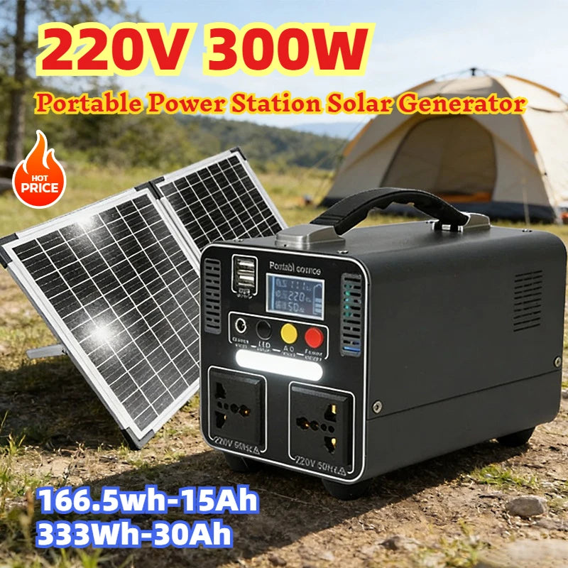 300W Portable Power Station 220V 166.5wh/333wh Outdoor Solar Generator Household Portable Stall Camping Emergency Power Supply