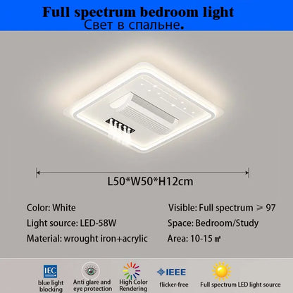 Modern LED Leaf Free Ceiling Fan 6-speed Ceiling Light Remote Control Living Room Bedroom Children's Room Fan Light Home Lightin