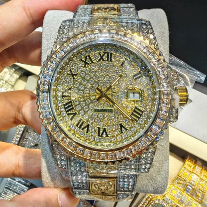 Iced Out Hot Selling NO Logo Full Diamond Hip Hop Bling Quartz Watch Men High Quality Classic Fashion AAA Wristwatch Man Jewelry