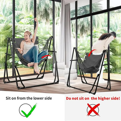 Portable Outdoor Hammock Swing Chair with Heavy Duty Stand, 480 lbs Capacity, Multifunctional, Gray