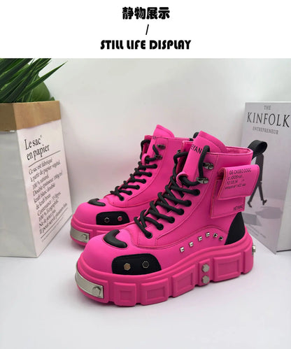 2025 Spring and Autumn Men Male Ruffian Handsome Fried Street High-top Trend Increases Thick Bottom Niche Trend Chelsea Boots