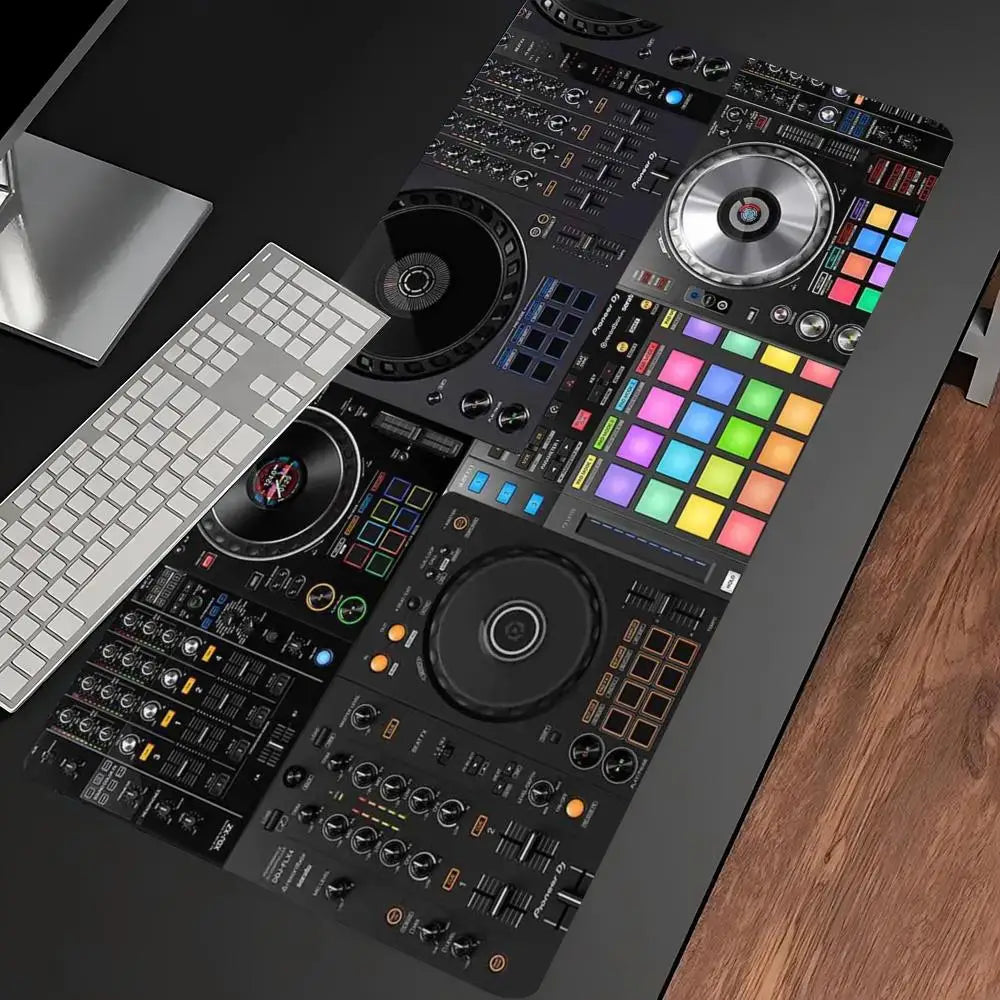 Mousepad DJ Controller Turntable Print Anti Slip Rubber Desk Mat Stitched Edge Keyboard Pad For PC Laptop Gamers Table Decor