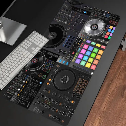 Mousepad DJ Controller Turntable Print Anti Slip Rubber Desk Mat Stitched Edge Keyboard Pad For PC Laptop Gamers Table Decor