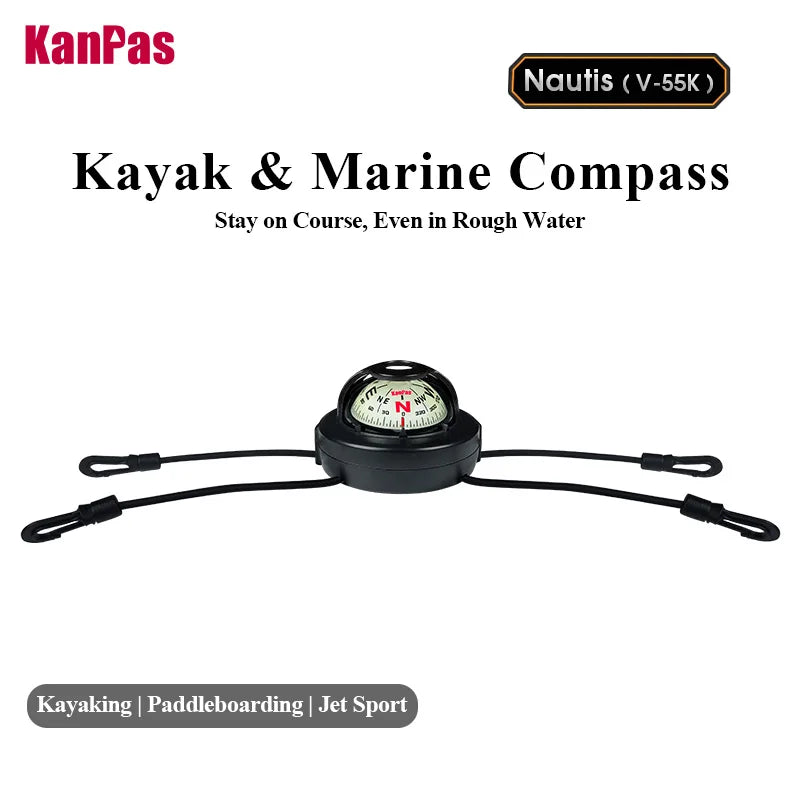 KANPAS Kayak Compass, Luminous Marine Compass for Boat Canoe SUP Jet Ski, Battery-Free Night Reading Navigation Compass V-55K