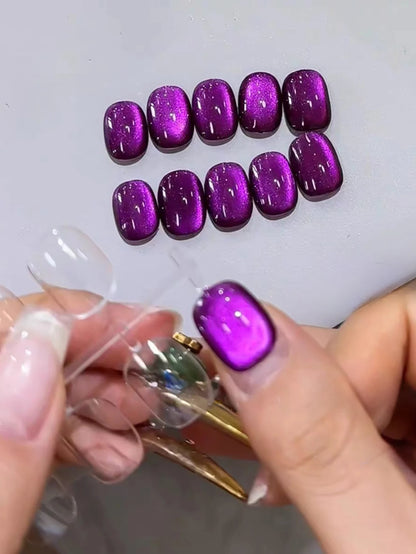 1-24pcs WS Romantic Purple Cat Eye Gel Nail Polish New Style Super Flash Versatile Whitening Purple Glass Bead Cat Nail Salon