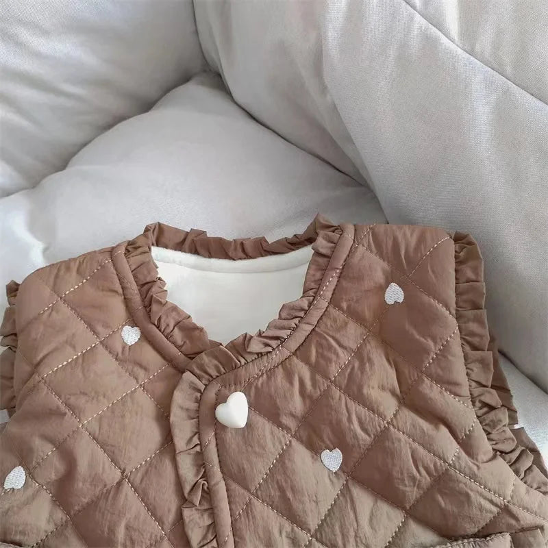 Girls Autumn Vest Children Fleece Thickened Winter Waistcoat New Kids Fashion Warm Padded Coats Toddler Casual Clothing 1-6Y