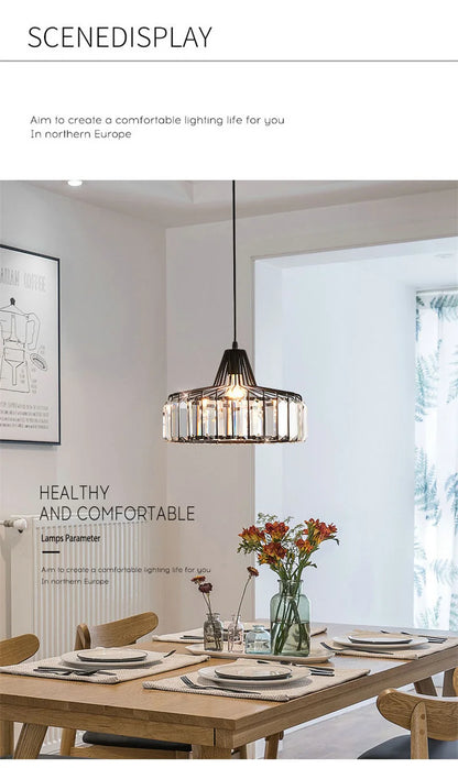 Crystal Pendant Lights Indoor Bedroom Ceiling Chandeliers Lamps Nordic Loft Loby Hanging Light Fixture Hotel Hall Decor Led Lamp