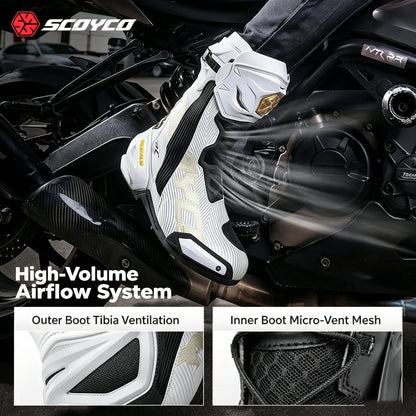 Scoyco Professional Motorcycle Racing Boots Track‑Grade Protective Riding Shoes Dual‑Boot Ankle TPU Shin Guard Breathable Boots