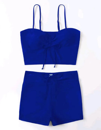 Drawstring Front Shorts Bikinis 2026 High Waist Swimsuit Women Swimwear Female Bathers Bathing Swimming Swim Suit Beachwear