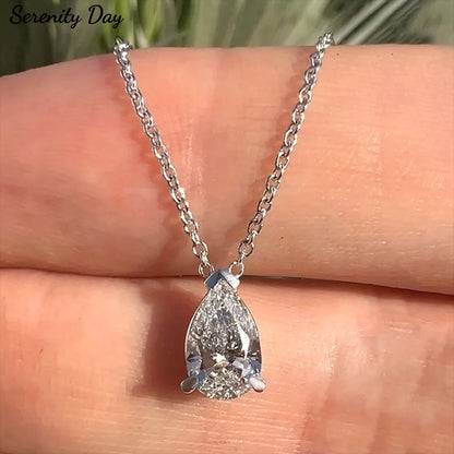 1ct 2ct 3ct 4ct Pear Cut Moissanite Necklace for Women Gift 925 Pendant 100% Sterling Silver Chain Water Drop NecK Chain Jewelry